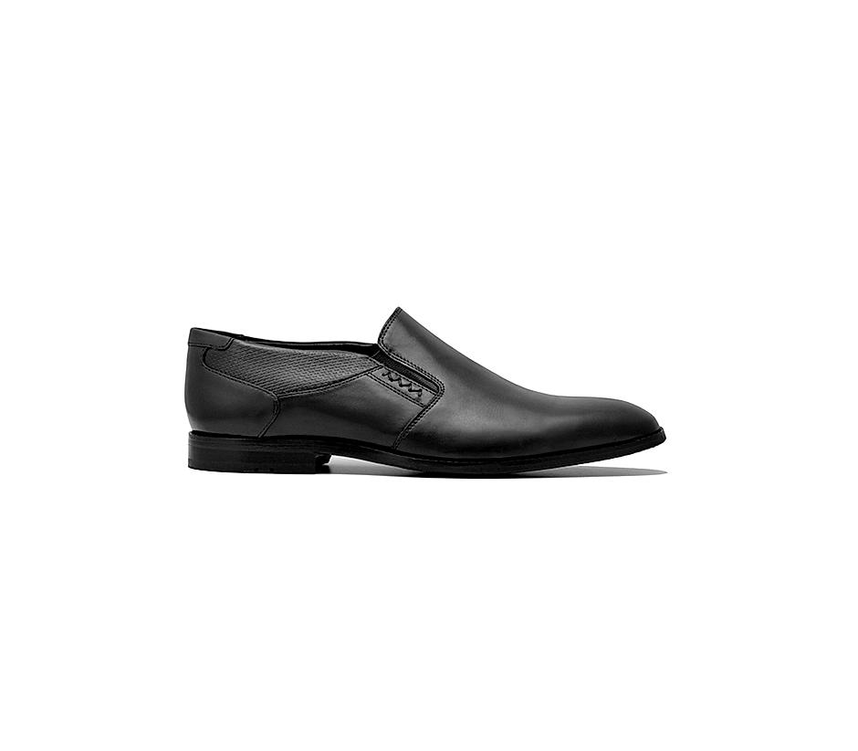 Ruosh Men Black Leather ALL DAY WORK 01 Formal Slip-On Shoes