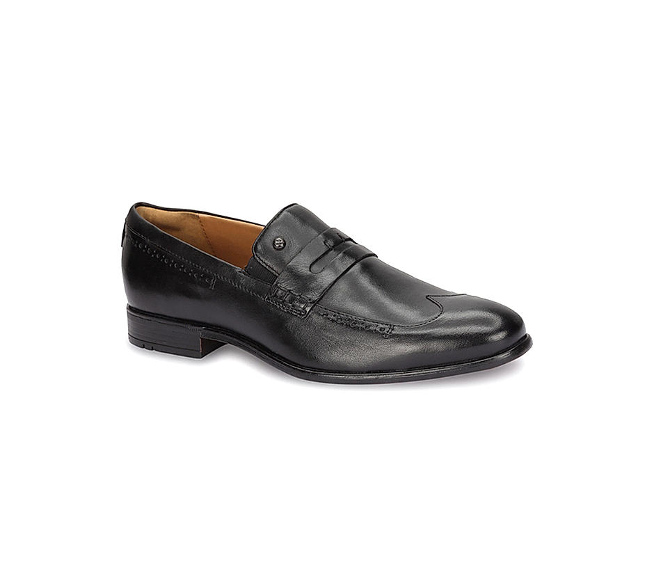 Buy RUOSH Black Mens Leather Slipon Loafers