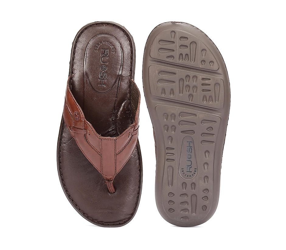 Ruosh Men Brown Leather Comfort Sandals