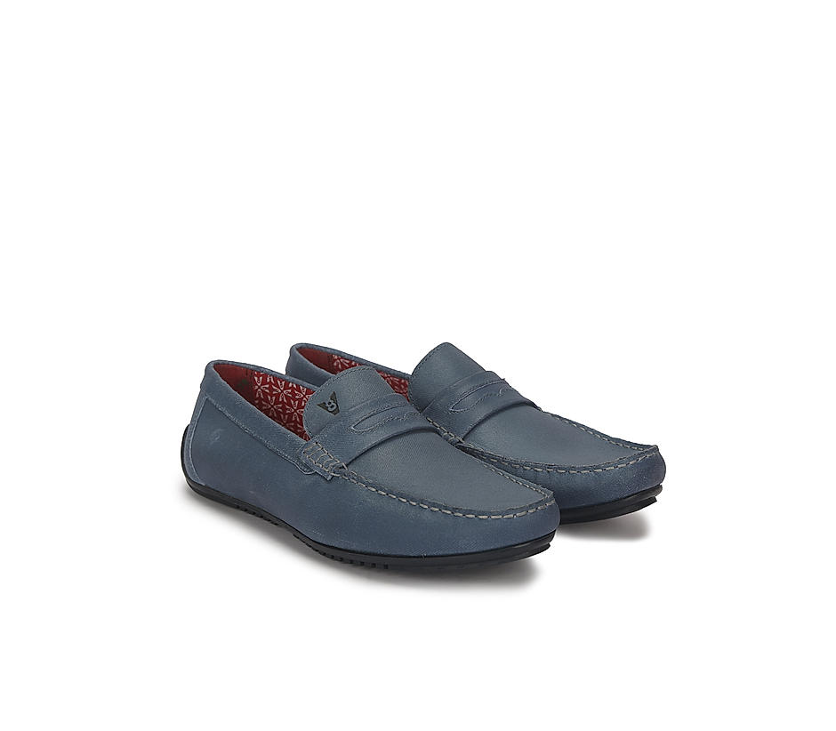V8 by Ruosh Men Blue Leather Loafers