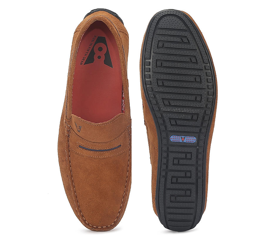 V8 by Ruosh Men Tan Brown Suede Driving Shoes