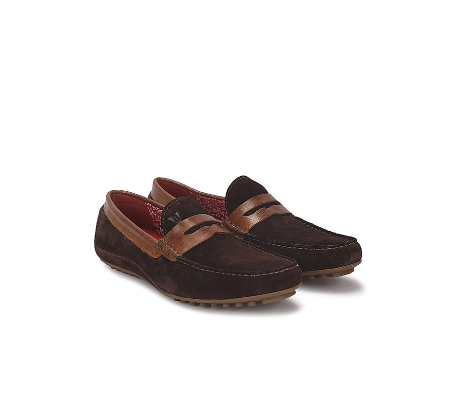 V8 by Ruosh Men Brown Seti Suede Loafers
