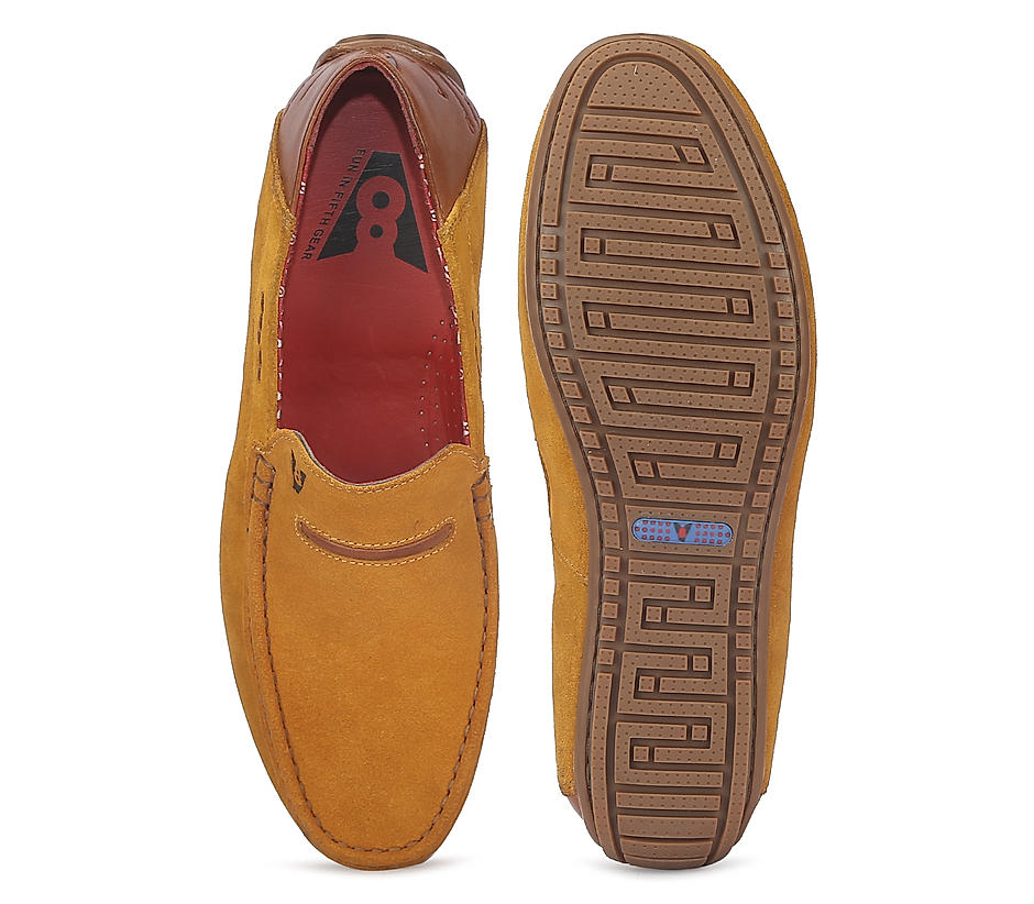 V8 by Ruosh Men Yellow Leather Driving Shoes