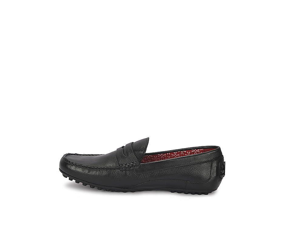 V8 by Ruosh Men Black Leather Loafers
