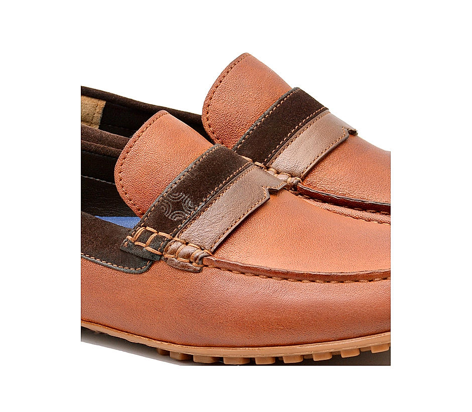 Ruosh Men Brown Leather Driving Shoes