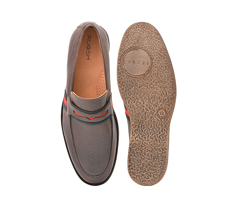 Ruosh Men Brown Leather Loafers