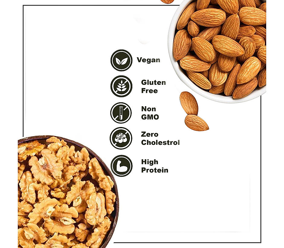 Walnut　Pack　Food　150g　and　Fruits　Premium　350g　Dry　of　in　Almond　Reusable　Combo　200g　Grade　Kernels　Jars