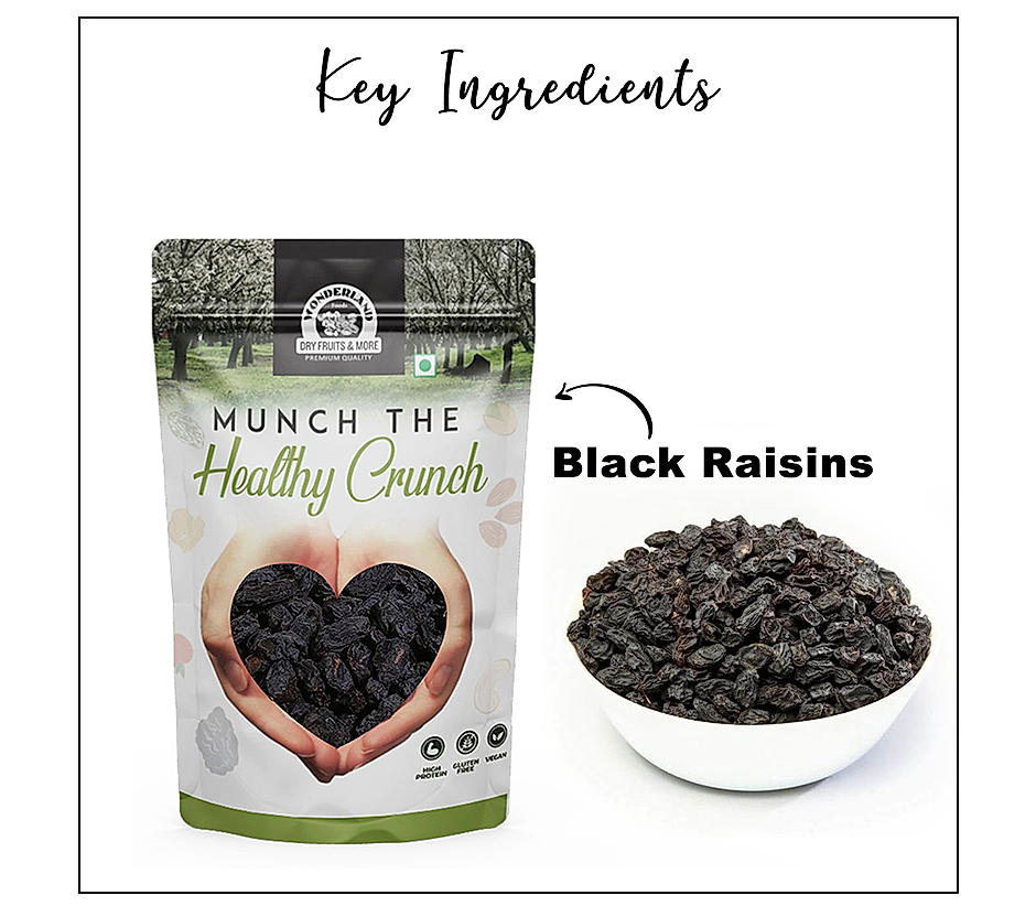 Premium Seedless Black Raisins Kishmish (250 g)