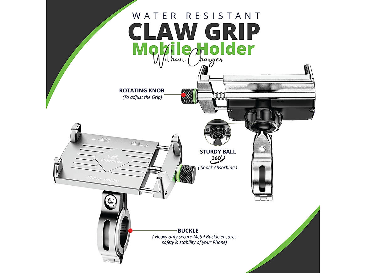 GrandPitstop Claw-Grip Mobile Holder Mount - Silver