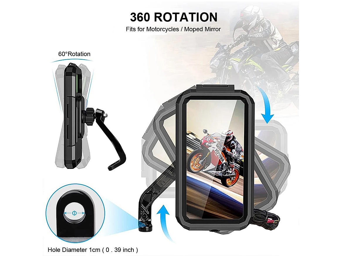 Waterproof Motorcycle Phone Holder 360 Rotation Motorcycle Scooter  Smartphone