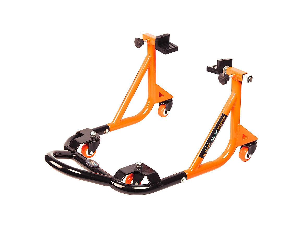 Dismantable Rear Paddock Stand with 360 Rotation- Black + Orange - (Bike Wt upto: 280 kgs)