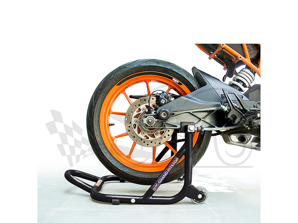 Dismantable Rear Paddock Stand with Skate Wheels - Black - (Bike Wt upto: 450 kgs)