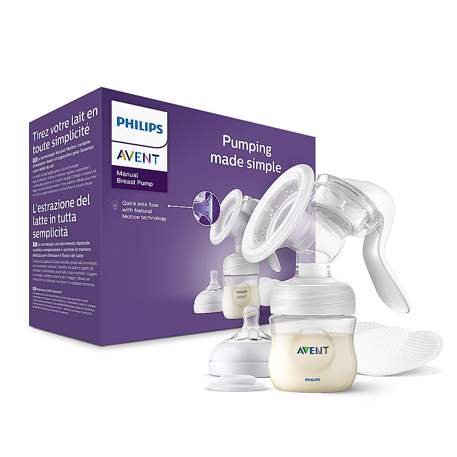 Avent Manual Breast Pump- | Soft cushion adapts to all sizes | Combines suction and Nipple stimulation | SCF430/10