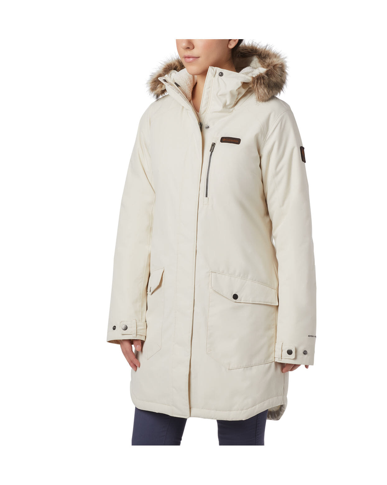 Columbia Womens White Omni-Heat Reflective Suttle Mountain Long Insulated Jacket