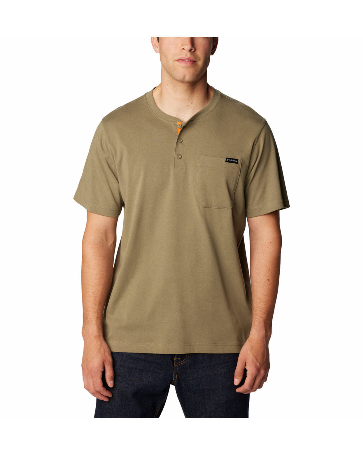 Columbia Mens Green Landroamer Short Sleeve Henley Tshirt