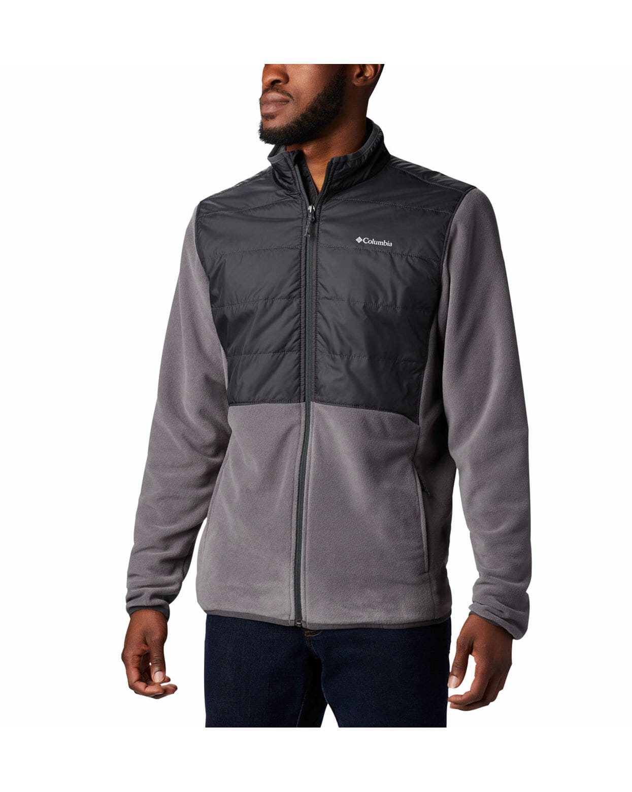 Columbia Mens Grey Omni-Heat Reflective Basin Butte Full Zip Fleece Jacket