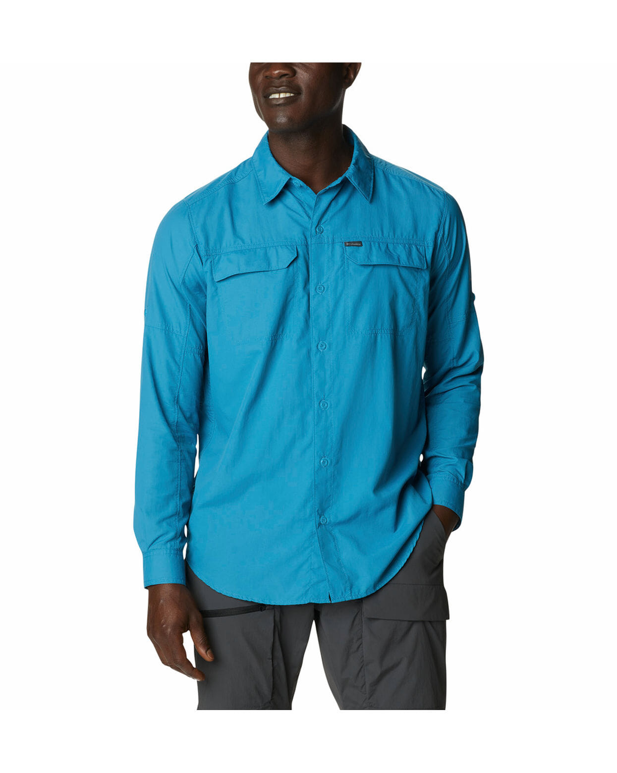 Columbia Mens Blue Omni-Wick Silver Ridge2.0  Long Sleeve Shirt