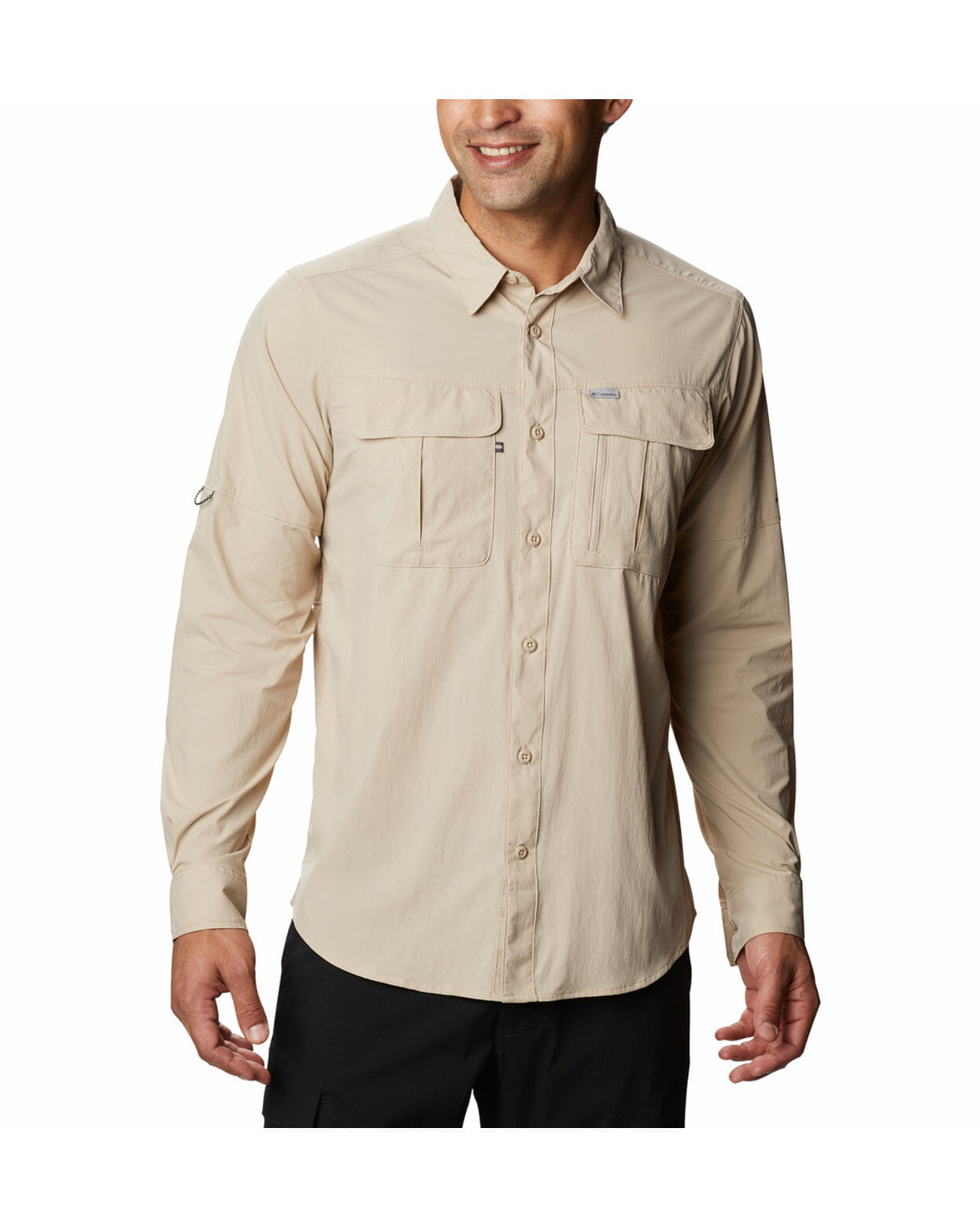 Columbia Mens Beige Omni-Wick Newton Ridge Long Sleeve Shirt