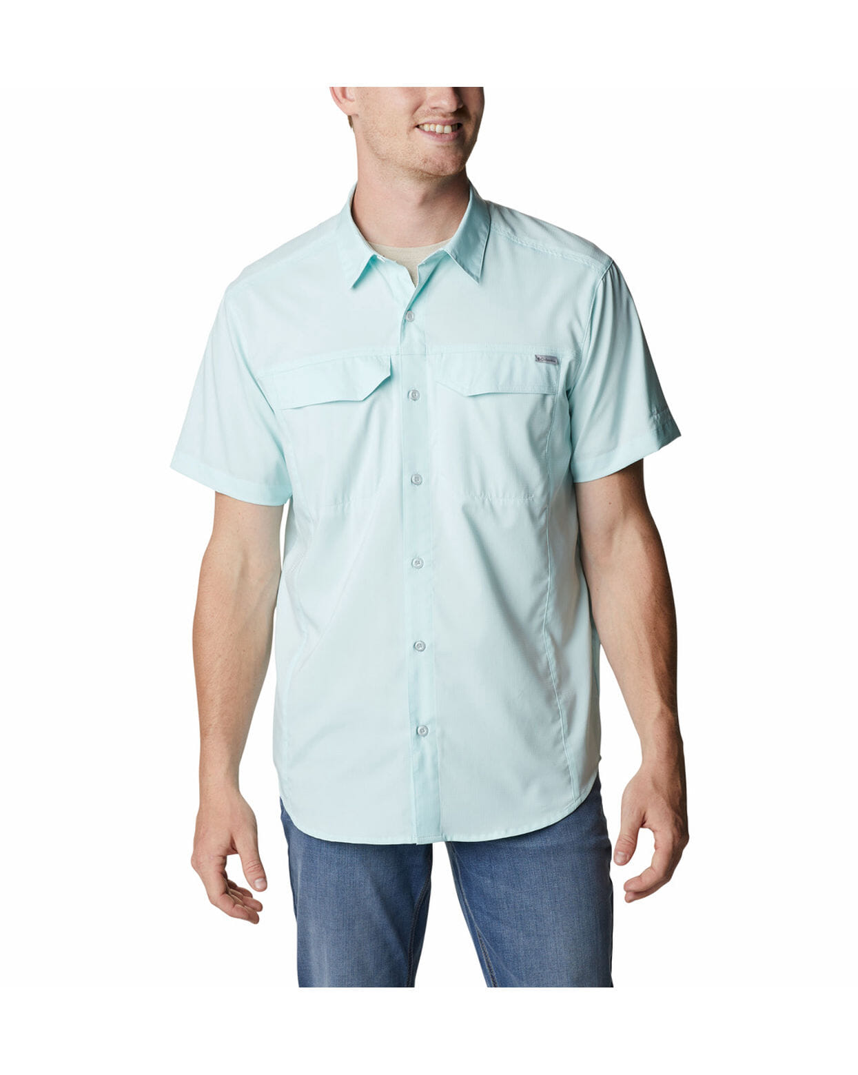 Columbia Mens Blue Omni-Wick Silver Ridge Lite  Short Sleeve Shirt