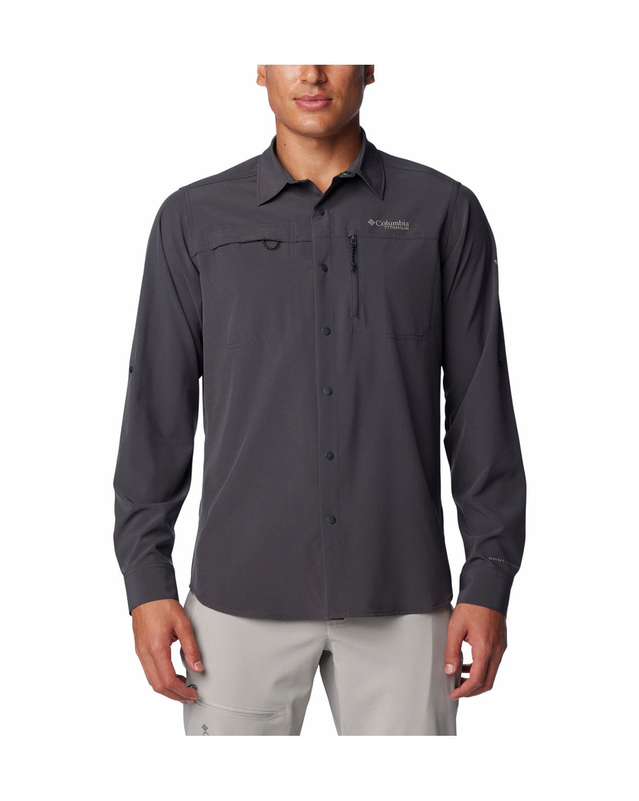 Columbia Mens Grey Omni-Shade Summit Valley  Long Sleeve Shirt