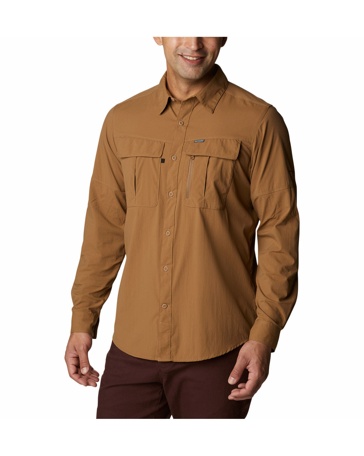 Columbia Mens Brown Omni-Shield Newton Ridge II Long Sleeve Shirt