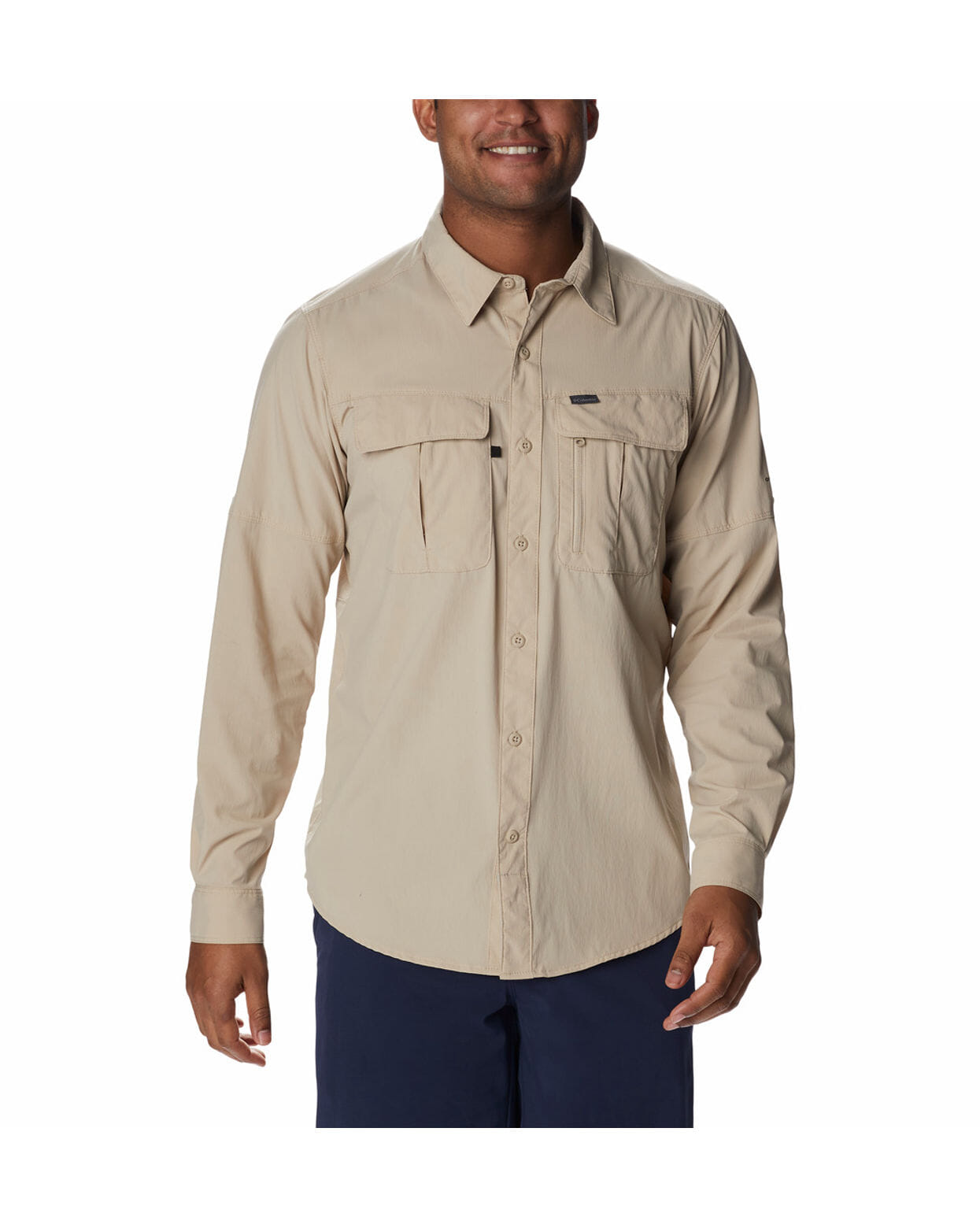 Columbia Mens Beige Omni-Shield Newton Ridge II Long Sleeve Shirt