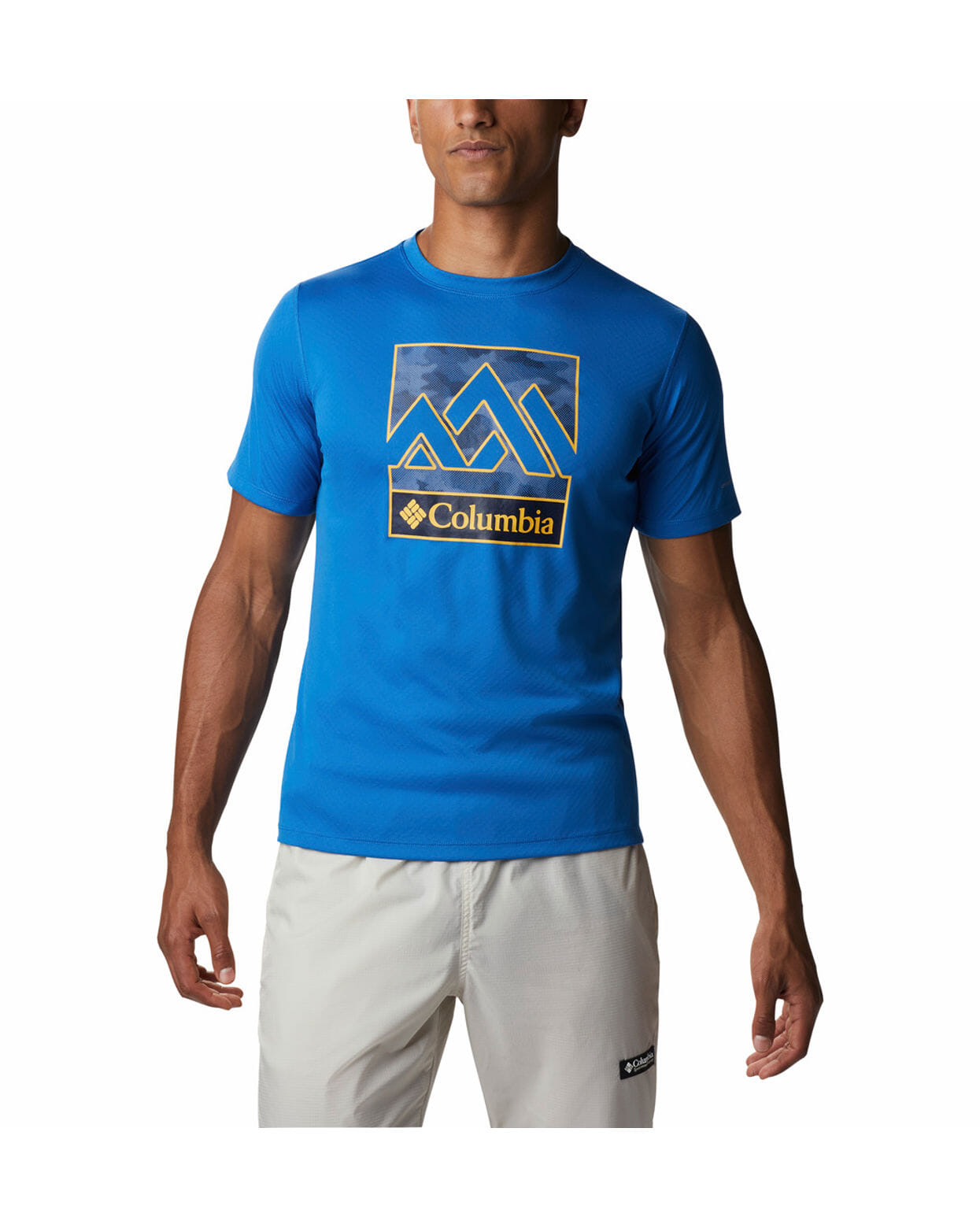 Columbia Mens Blue Omni-Freeze Zero Rules Short Sleeve Graphic Tshirt