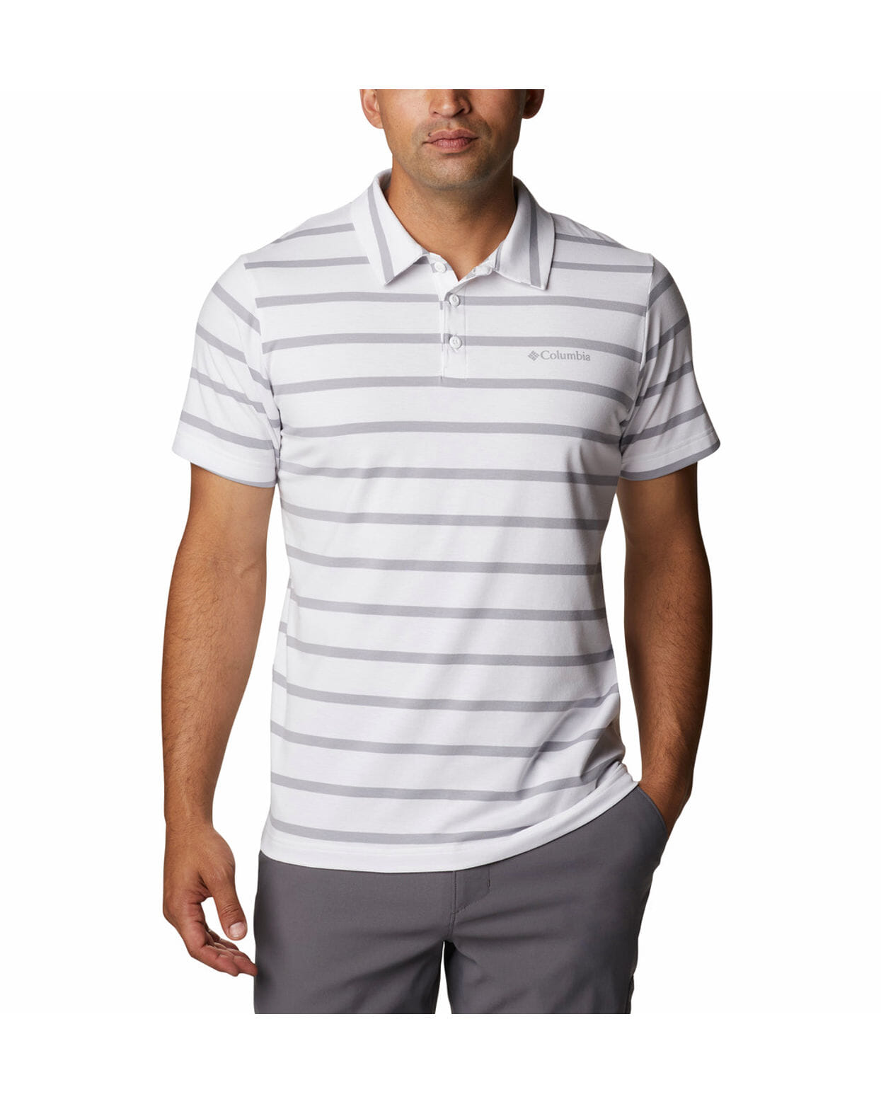 Columbia Mens White Omni-Wick Sun Trek Polo Tshirt