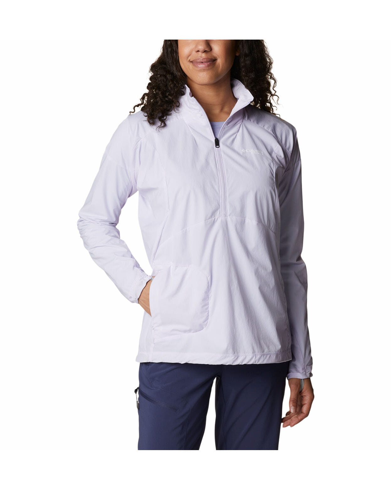 Columbia Womens Purple Omni-Shield W Titan Pass Lightweight Half Zip Long Sleeve Tshirt