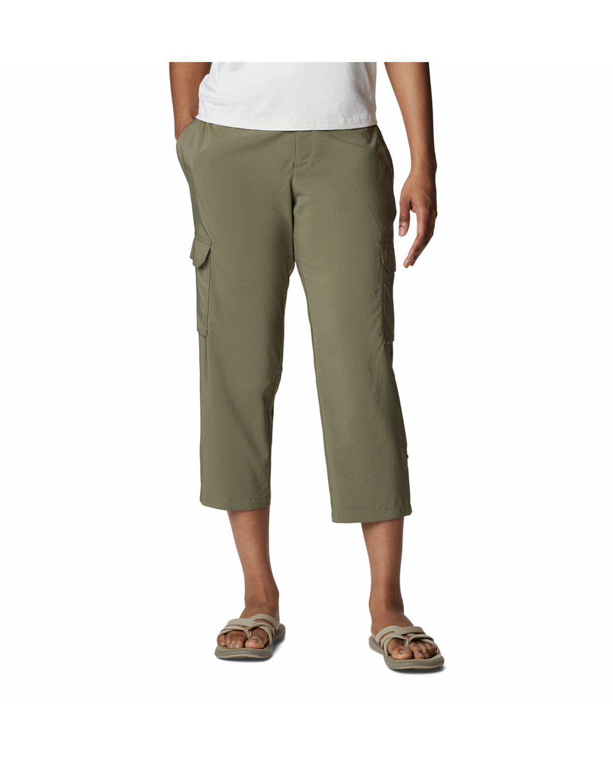 Columbia Womens Olive Omni-Shade Silver Ridge Utility Capri Short