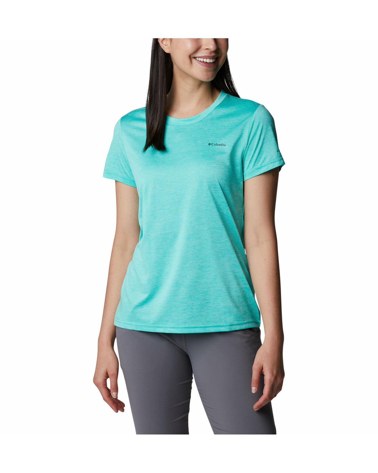 Columbia Womens Green Omni-Wick Columbia Hike Short Sleeve Crew Tshirt