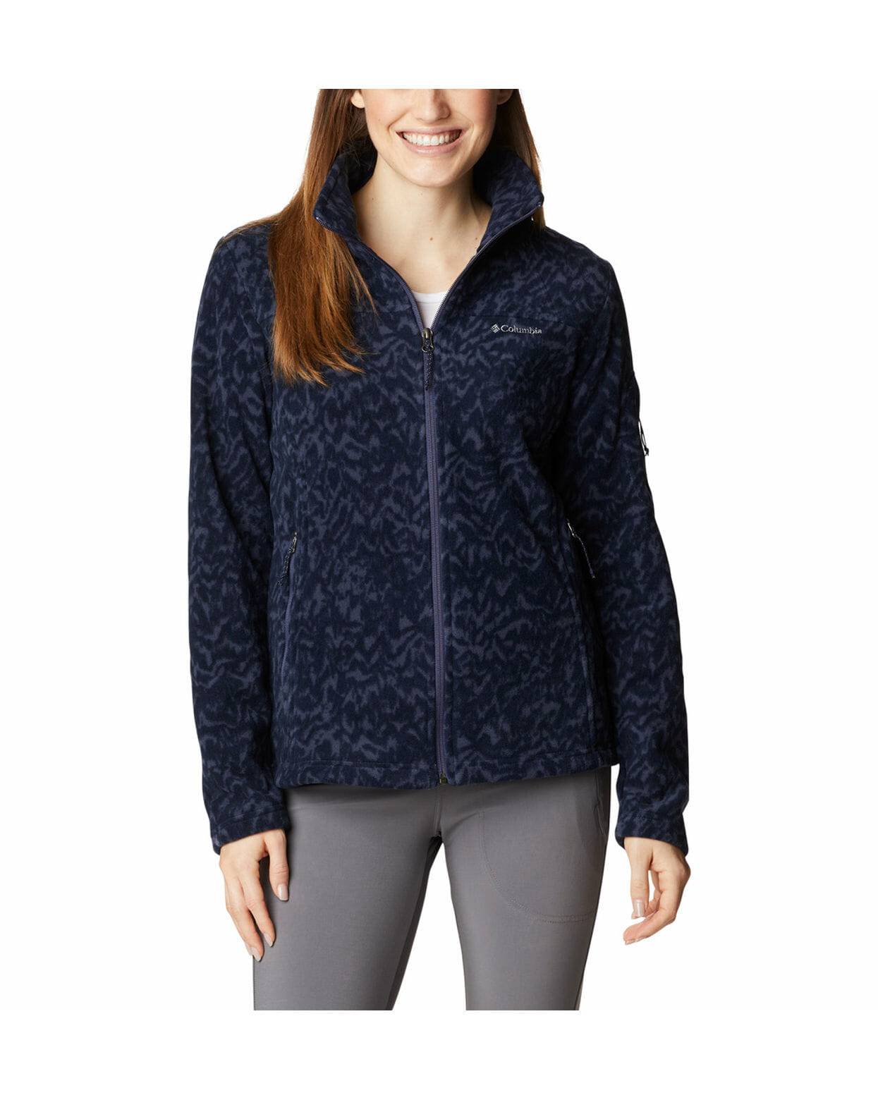 Columbia Womens Navy Fast Trek Printed Fleece Jacket