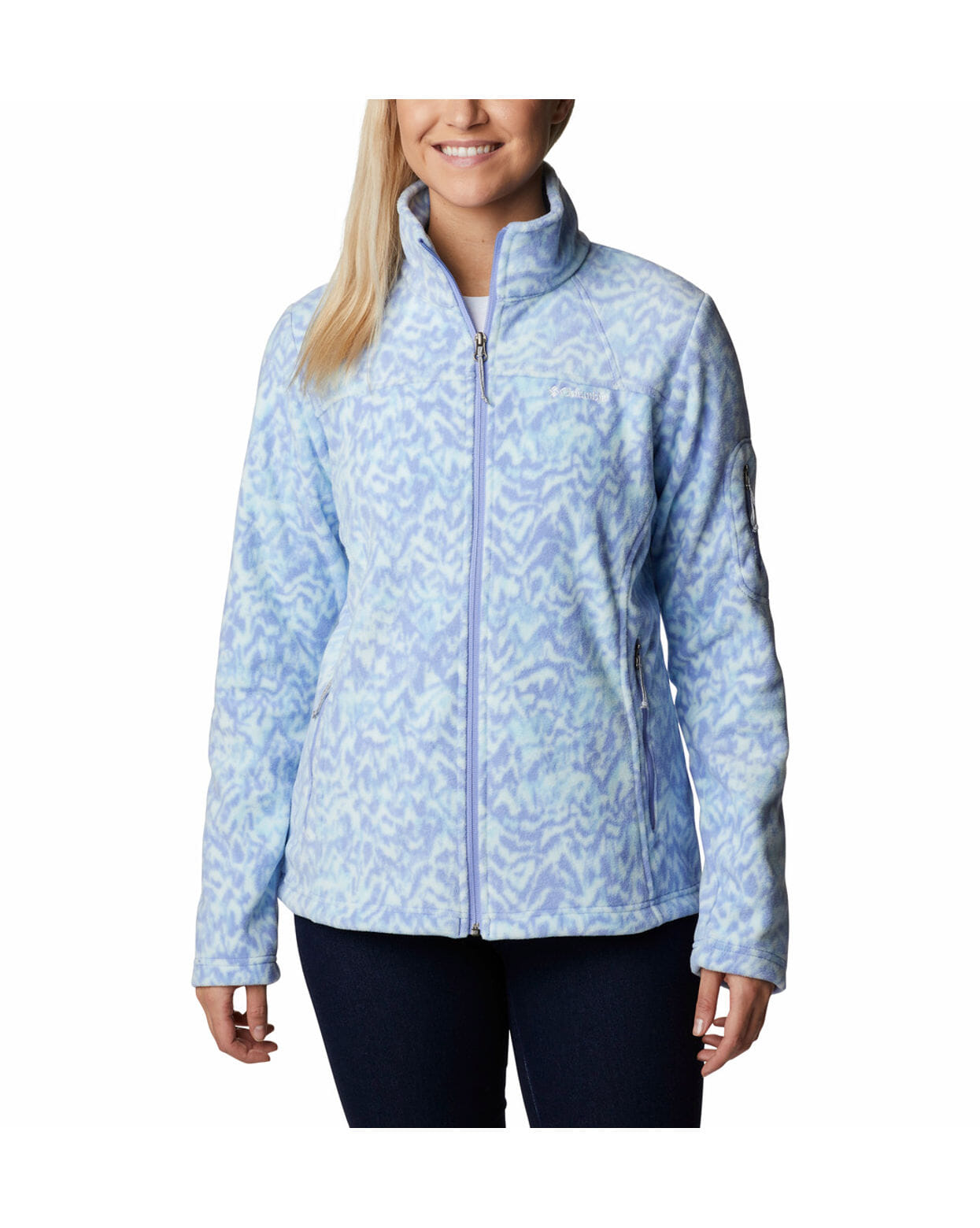 Columbia Womens Blue Fast Trek Printed Fleece Jacket