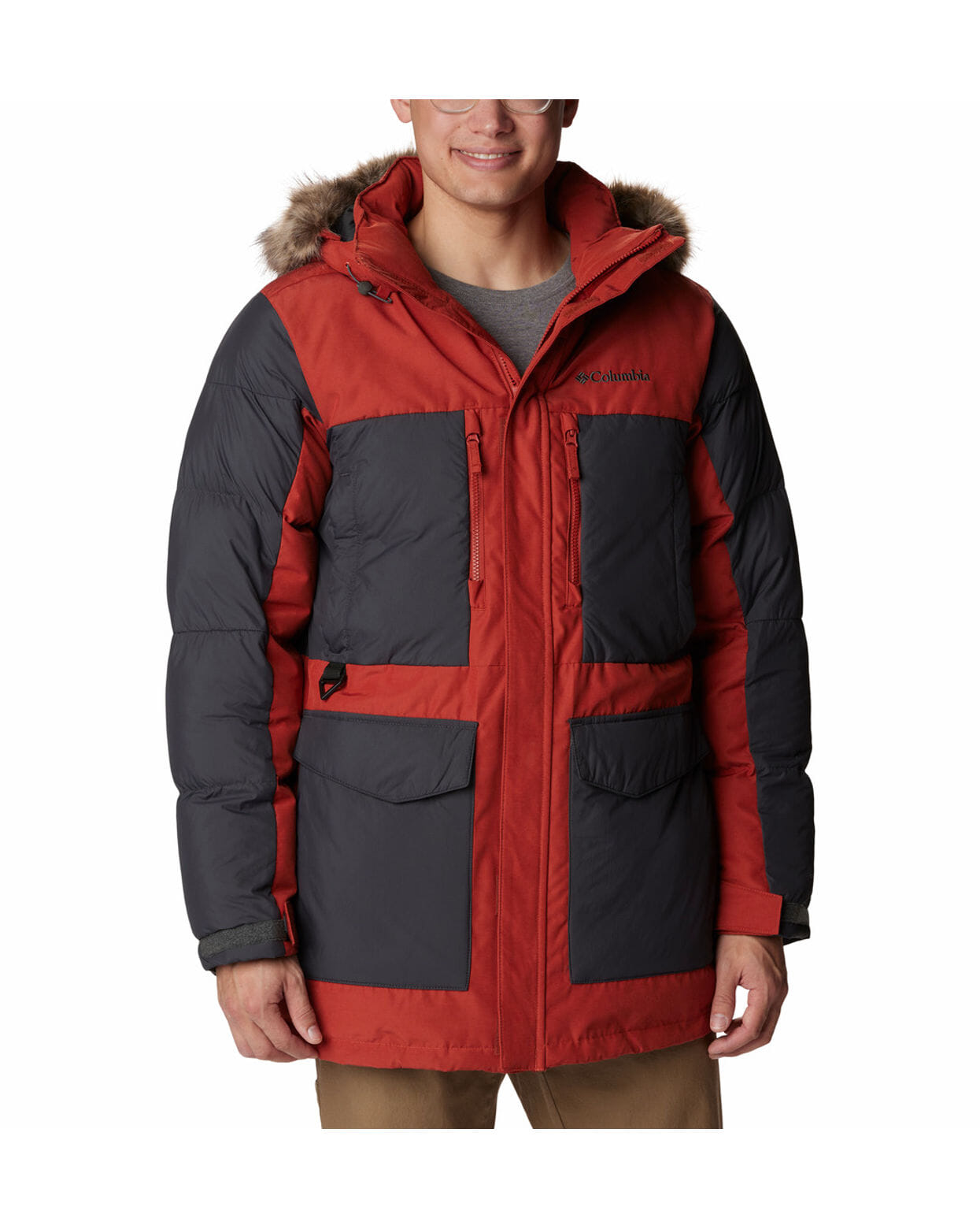 Columbia Mens Orange Omni-Heat Infinity Marquam Peak Fusion Parka Jacket