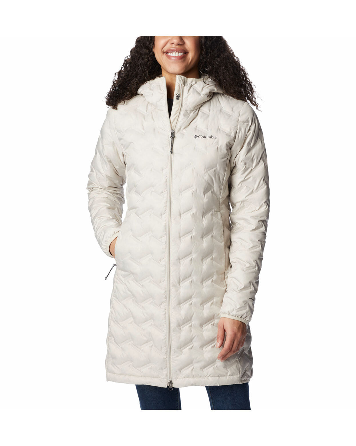 Columbia Womens Beige Omni-Heat Reflective Delta Ridge Long Down Jacket