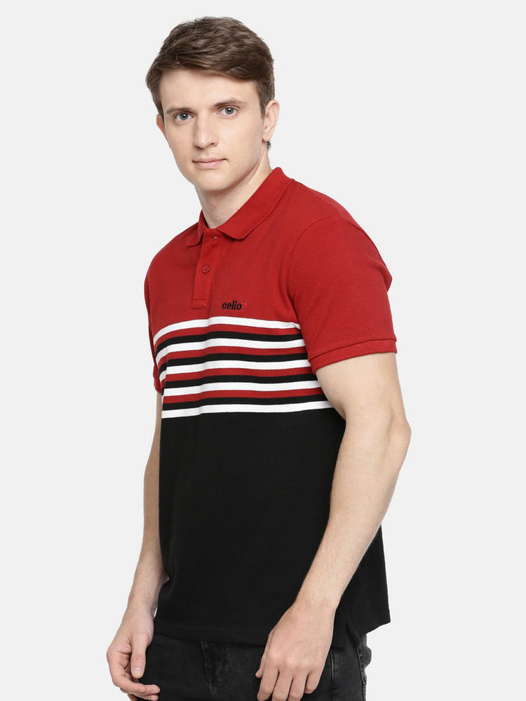 black and white striped polo t shirt