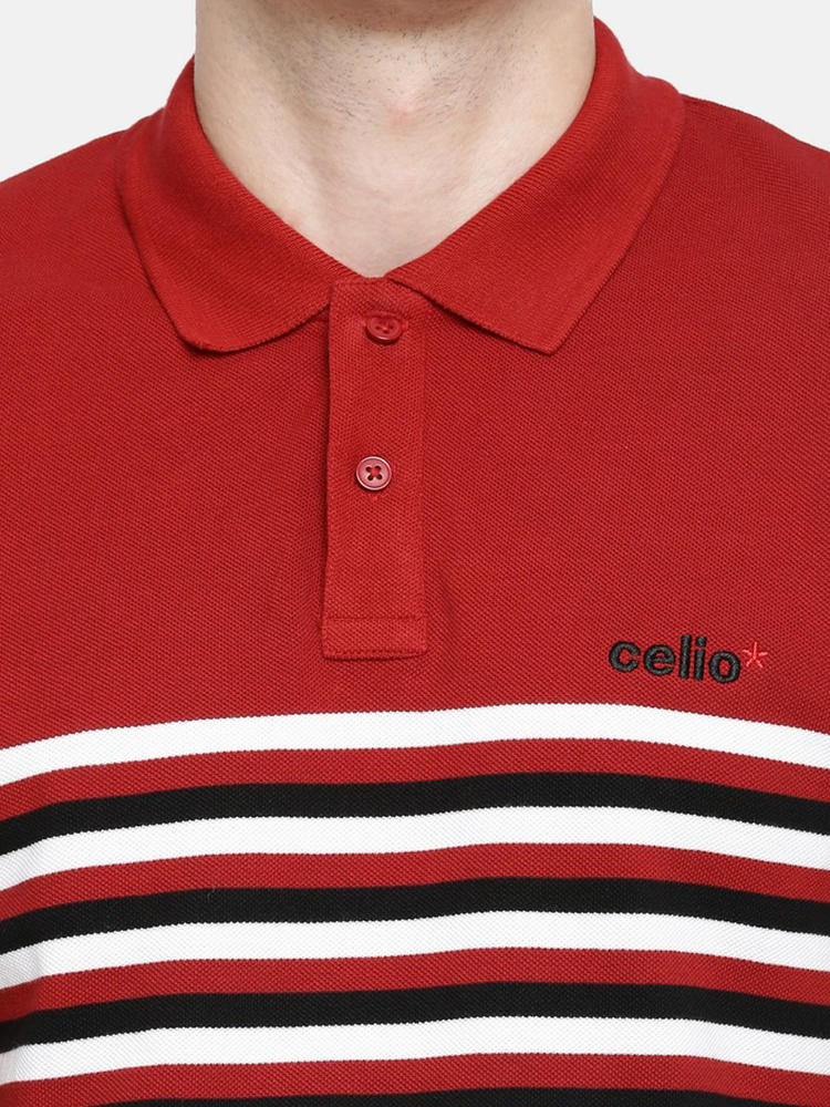 red and white striped polo t shirt