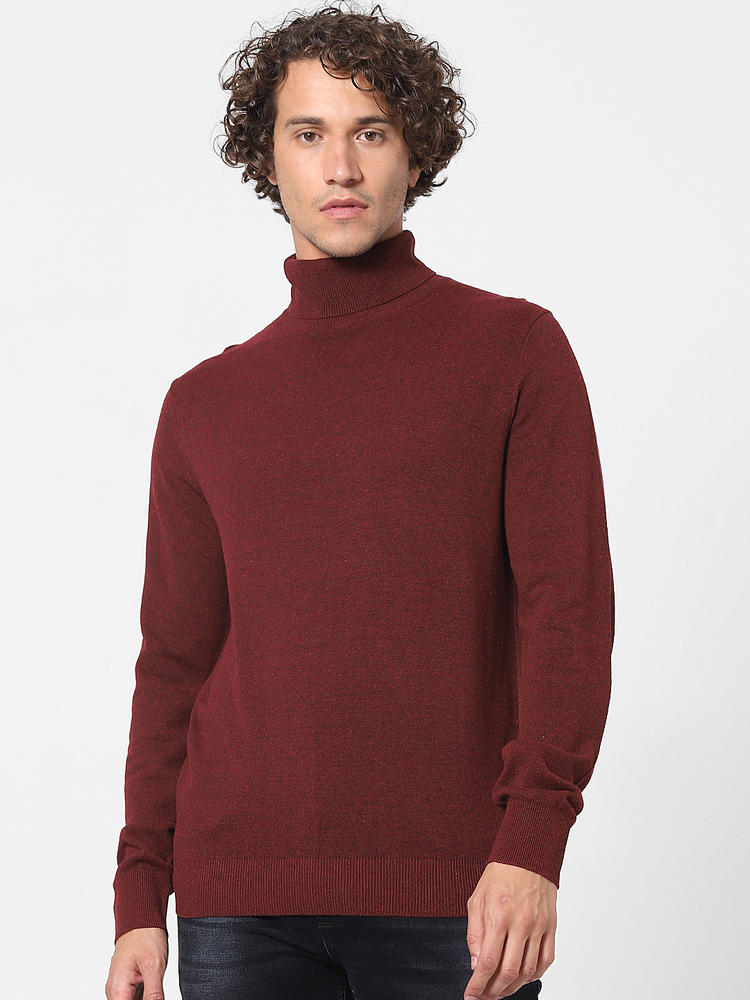 red roll neck jumper