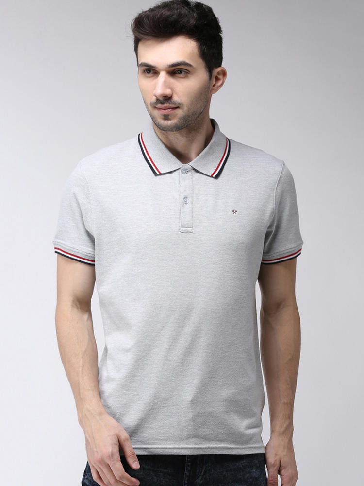 grey melange polo t shirt