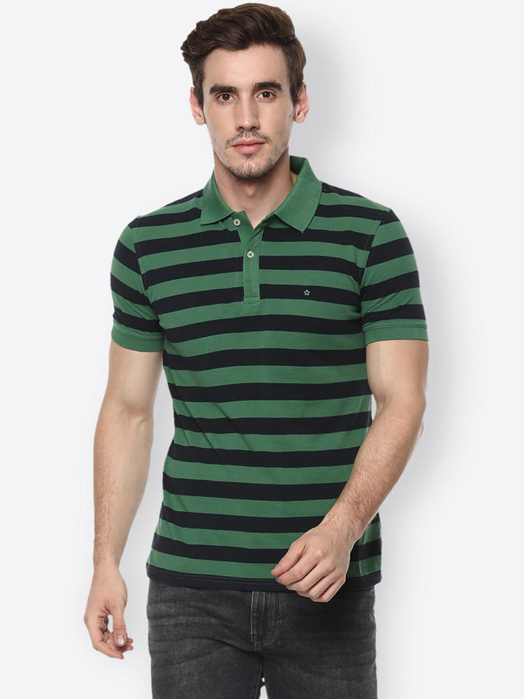 green striped polo shirt