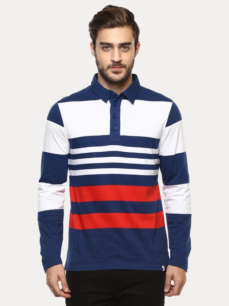 blue striped polo t shirt