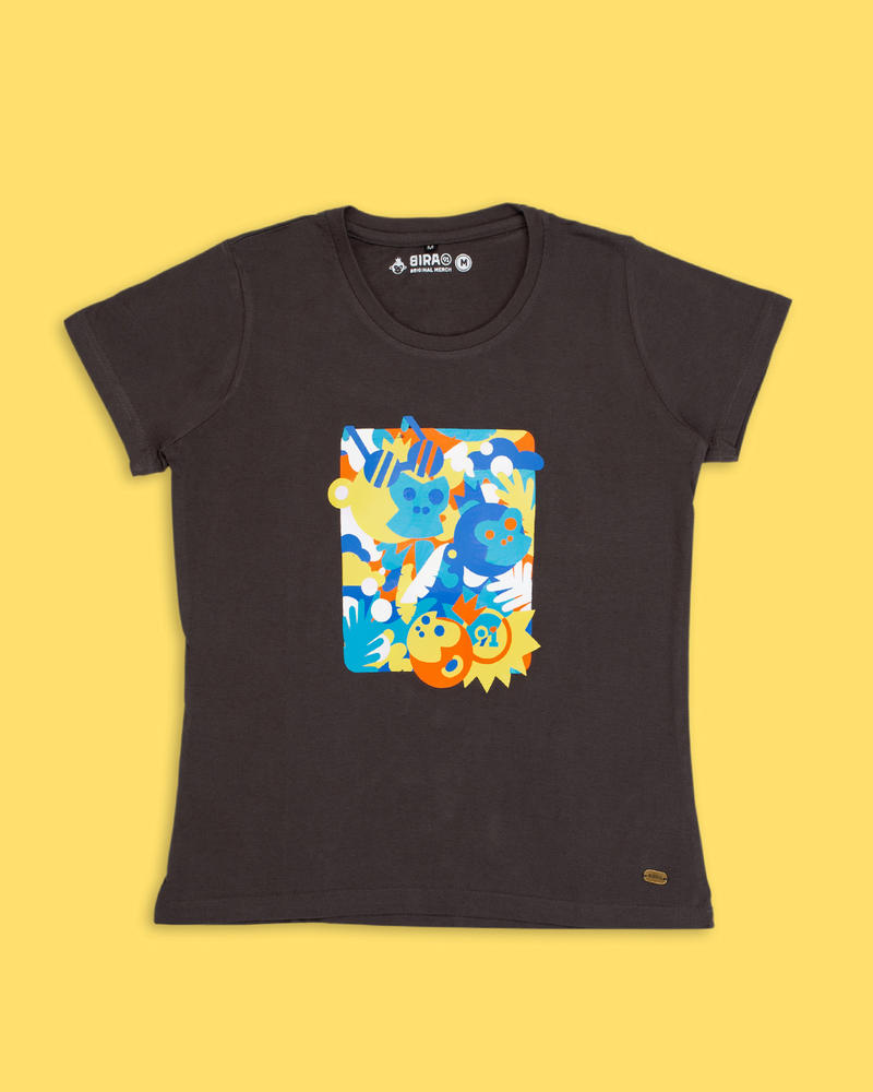 Monkey & Foliage Graphic T-shirt - Charcoal Grey