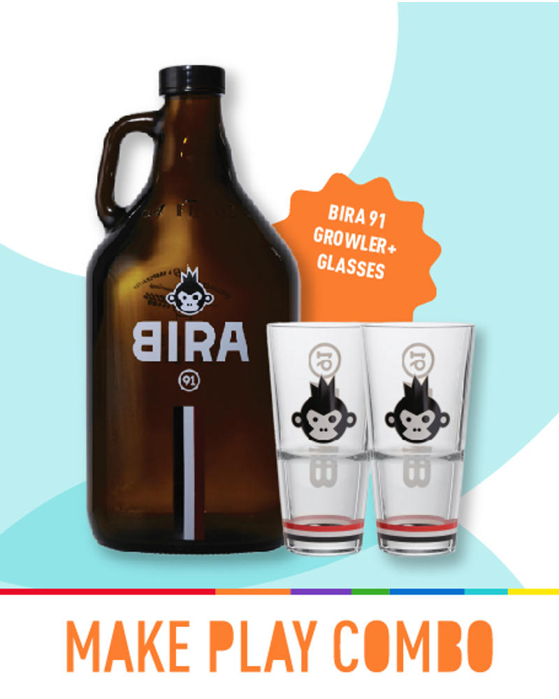 Bira 91 Growler & Glass - set of 2