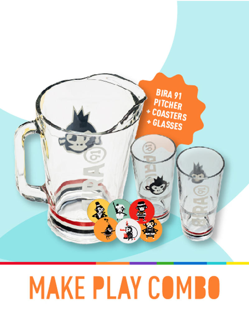 Bira 91 Pitcher & Coaster Multipack # Set of 6 & Glass - set of 2