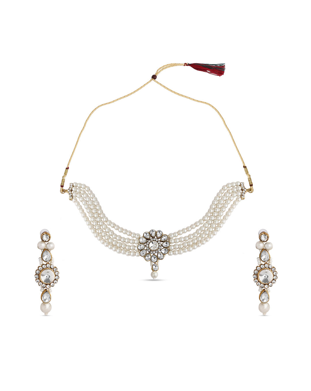 Fida ethnic Traditional Gold Plated Pearl Kundan Jewellery set for Wom