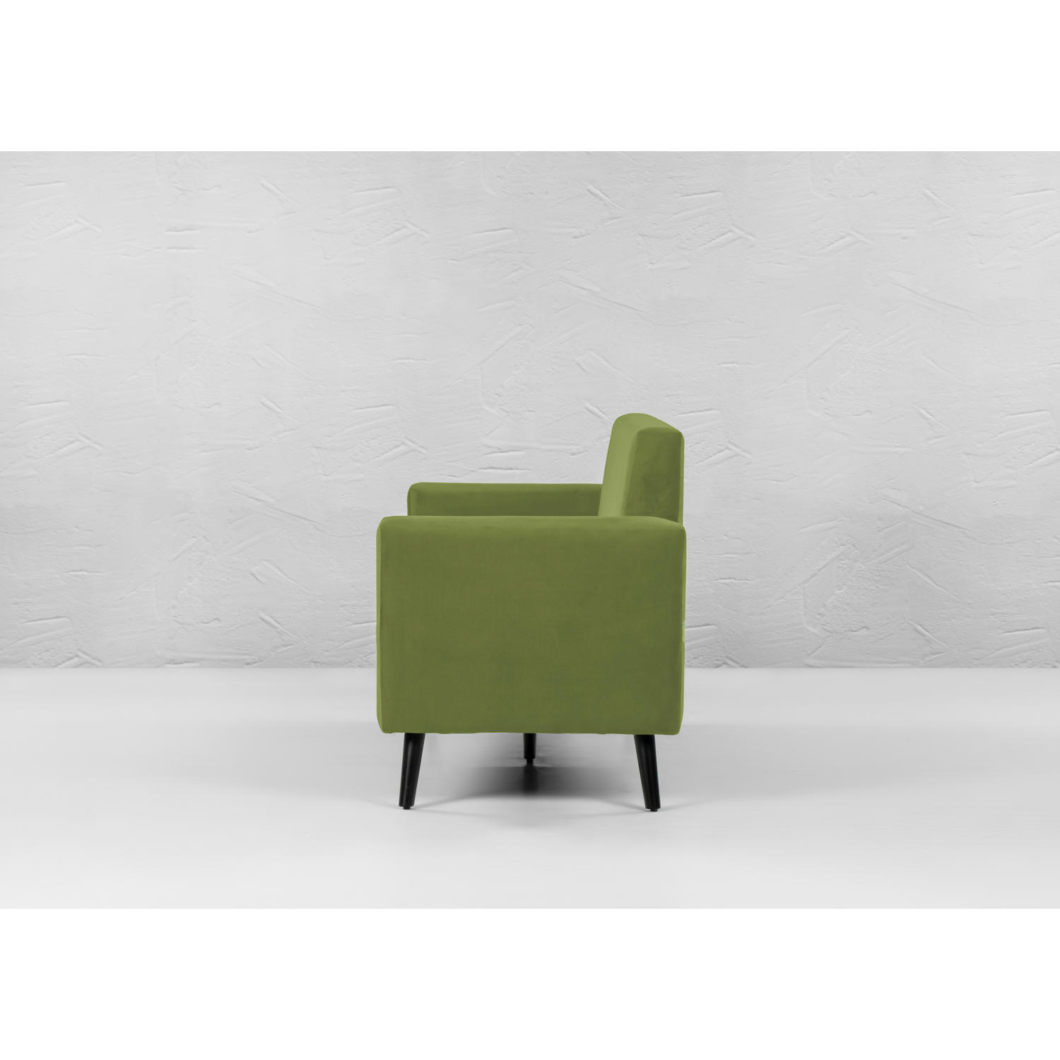 Cairo Wooden 3 Seater Sofa in Velvet Fabric in Green Color