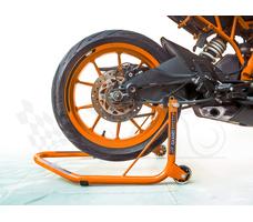 Non-Dismantable Universal Rear Paddock Stand with Skate Wheels - Orange - (Bike Wt upto: 350 kgs)