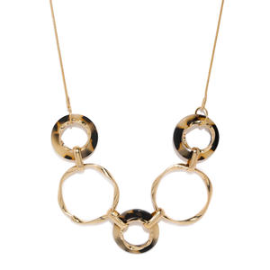 Women Gold-Toned and Brown Ring Necklace