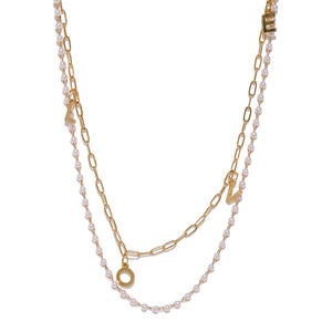 Gold-Toned and White Layered Necklace