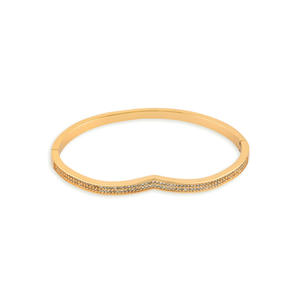 Amavi Gold AD  Stone Enriched Wishbone Curved  Bracelet for women.